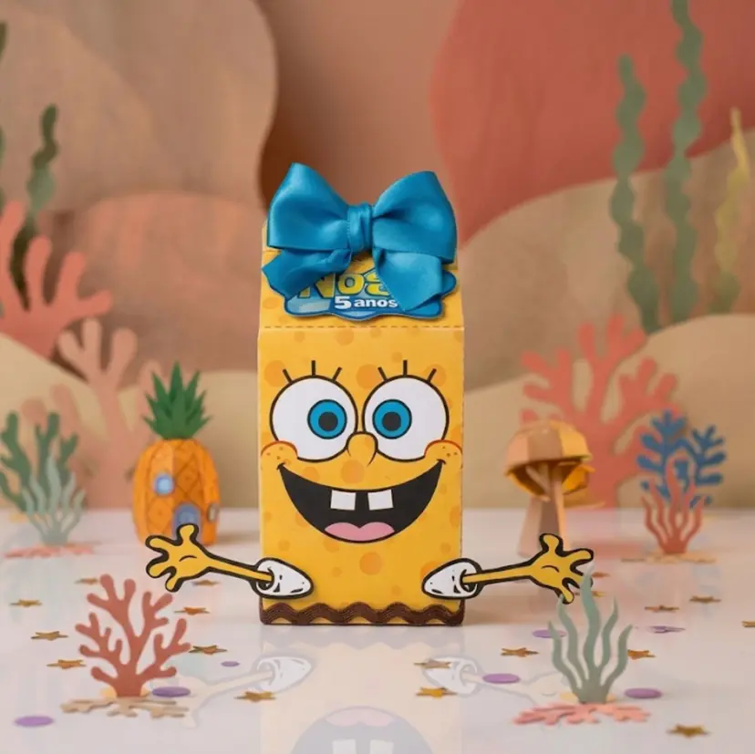 Caixa Milk personalizada para festas, tema - Bob Esponja