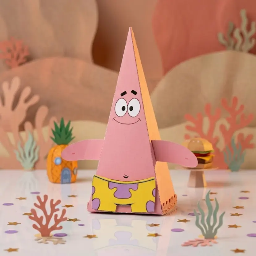 Caixa Piramide personalizada para festas, tema - Bob Esponja